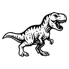 Black and white illustration of a dinosaur with an open mouth © brudaler46