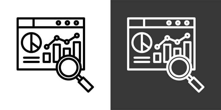 Market Research White And Black Icon Set Multiple Style Collection Pack Vector Illustration