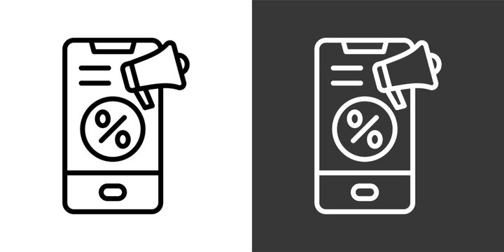 Promotion White And Black Icon Set Multiple Style Collection Pack Vector Illustration