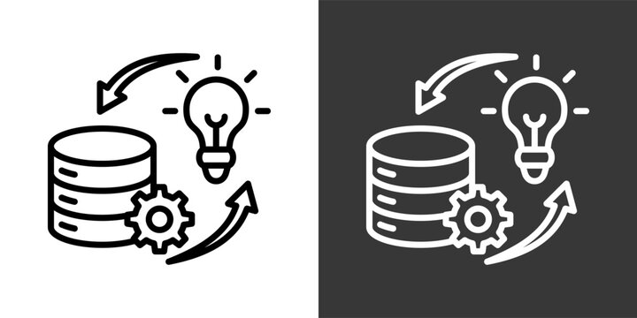 Process White And Black Icon Set Multiple Style Collection Pack Vector Illustration