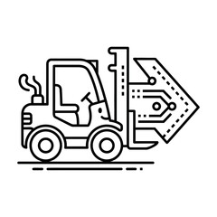 Naklejka premium Forklift truck carrying a house structure as a construction icon