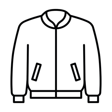 Minimalist bomber jacket outline icon for fashion and apparel design