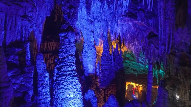 Furong Cave - Lime Stone Cave In Chongqing, China - Low Angle Shot