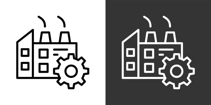 Manufacturing White And Black Icon Set Multiple Style Collection Pack Vector Illustration