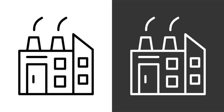 Industry White And Black Icon Set Multiple Style Collection Pack Vector Illustration