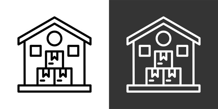 Warehouse White And Black Icon Set Multiple Style Collection Pack Vector Illustration