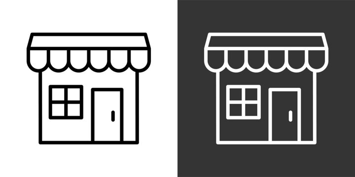 Shop White And Black Icon Set Multiple Style Collection Pack Vector Illustration