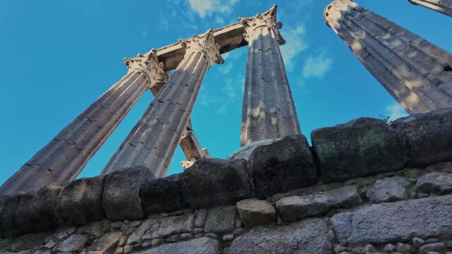 Handheld shot of Evora temple.