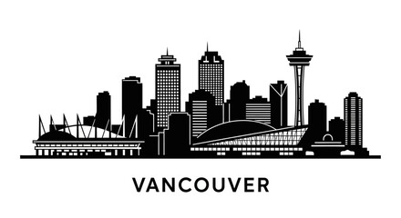 Fototapeta premium Vancouver Cityscape Silhouette: Architectural Black and White