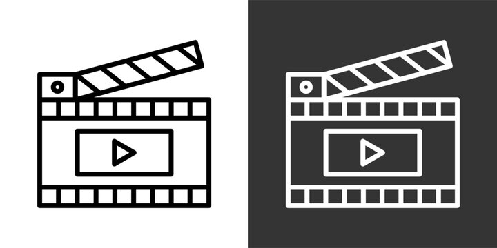 Movie White And Black Icon Set Multiple Style Collection Pack Vector Illustration