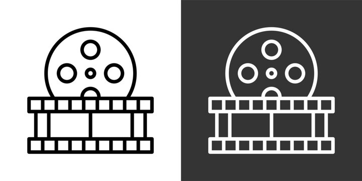 Cinema White And Black Icon Set Multiple Style Collection Pack Vector Illustration
