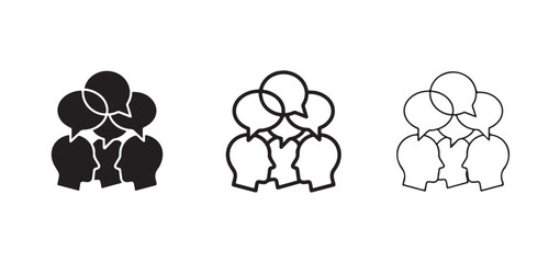 Obraz premium people talking in a group with speech bubbles communication teamwork collaboration discussion conversation business people icons