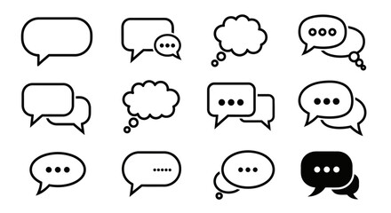 Obraz premium Speech Bubbles Icons Set: Chat, Dialogue, Communication, Messages, Ideas