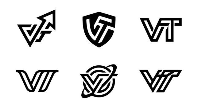 Collection of VT Letter Logos in Various Modern and Dynamic Styles.