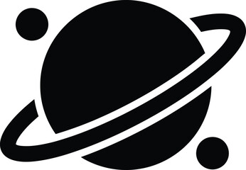 Silhouette vector planet with rings and orbiting moons icon design © AbuSadat