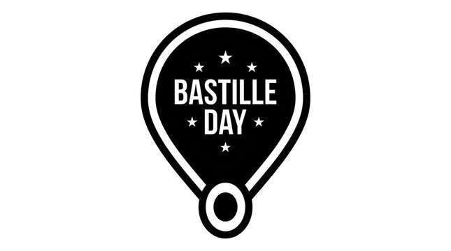 Bastille day location pin icon with stars