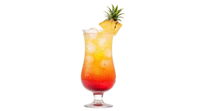 Cocktail, summer drink, hurricane glass, pineapple mocktail, sunrise drink, refreshing beverage, iced juice, exotic punch, fruit cocktail, cold drink, bar menu, party drink.