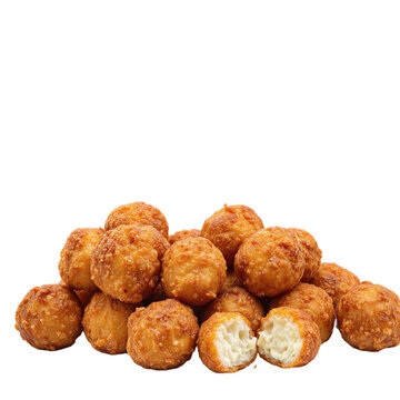 Kai roky cheese balls fried sweet Paraguayan dessert isolated on a transparent background for food and menu design