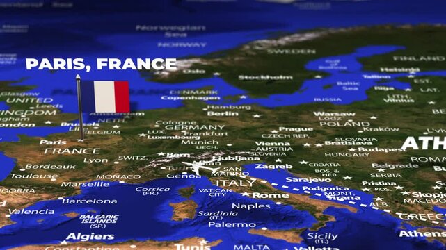 Flight From Athens GREECE to Paris FRANCE with flag pins