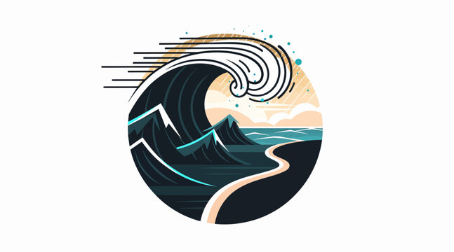 Abstract circular wave design with swirling patterns.