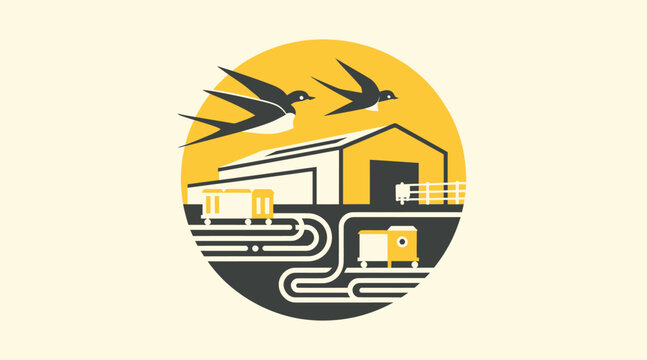Industrial warehouse with computer and network connections.