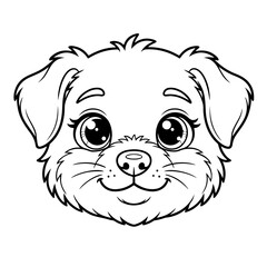 Obraz premium Cute cartoon dog face, outline drawing, simple and friendly illustration