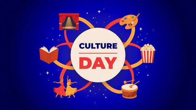 Culture day artistic elements design with theater art and performance icons performance creative painting