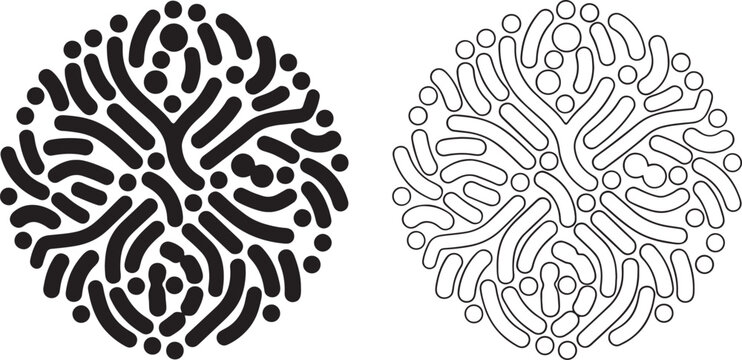 Probiotics Bacteria Icon Set Solid and Outline Vector Illustration