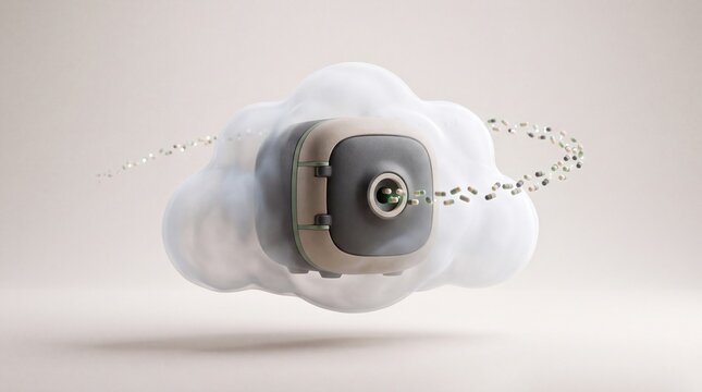 Cloud storage concept, secure data backup solution. Digital information security, network infrastructure, and online privacy. Modern technology for business and personal data management.