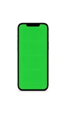 Naklejka premium Smartphone Displaying Green Screen on White Background