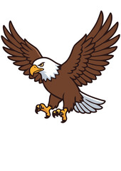 Fototapeta premium Flying bald eagle attacking with claws cartoon mascot vector illustration