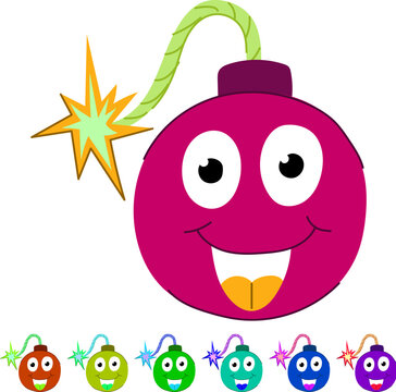 blast bomb character cartoon. dynamite grenade, warhead tnt, c4 shrapnel blast bomb character sign vector