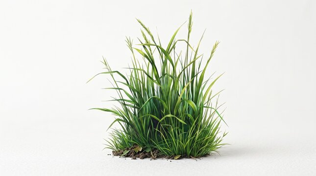 Green grass clump on white background