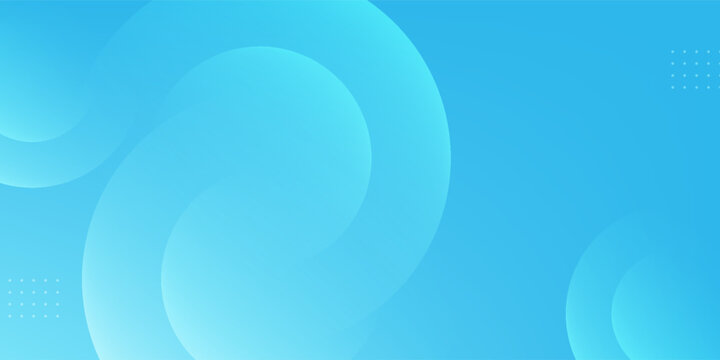 Abstract blue and cyan gradient background with soft fluid overlapping circles and minimal dot elements. Modern elegant vector design template for banner.