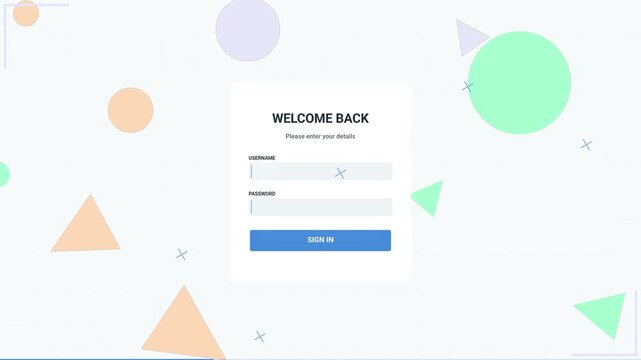 Animated Login Screen with Geometric Background