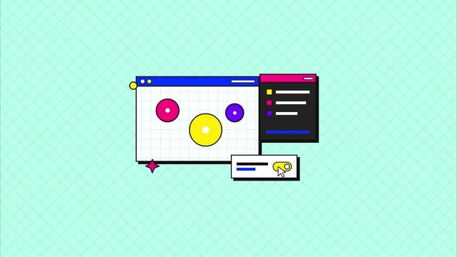 Digital User Interface Dashboard with Geometric Circles Flat 2D Animation Motion Graphic for Software Presentation and Technology Website UI UX Design Concept