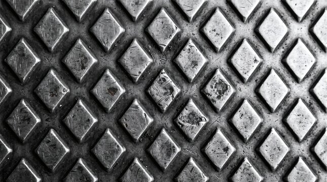 Grungy Silver Diamond Plate Metal Texture Background