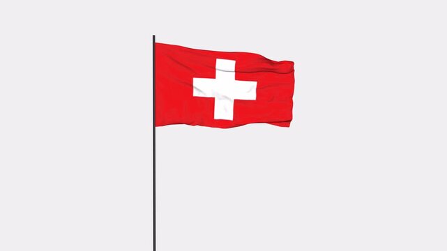 Switzerland Flag Animation 4K Transparent Background with Alpha Channel