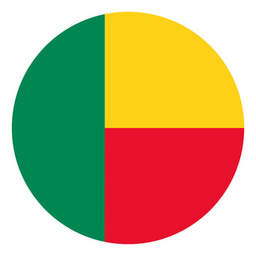 Benin Flag Circle Icon Round Button Shape Flat Vector Illustration Isolated for Social Media App Design