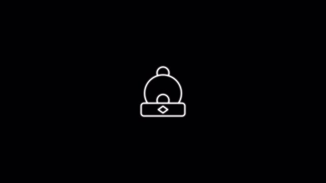Pawn icon with white glow lineart design isolated on black background. Chess icon set animation. Motion graphic