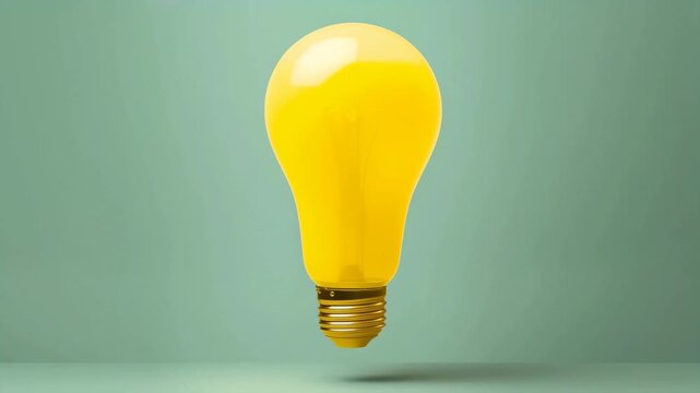 Yellow balloon floats above a lemon, transforming into a yellow bulb, showcasing a whimsical progression of objects against a soft green background