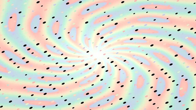 Optical illusion spiral pattern with moving black dots