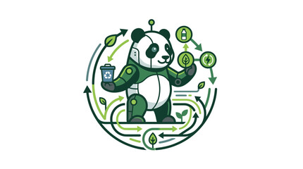 Eco panda logo promoting sustainability and green technology. © rastra