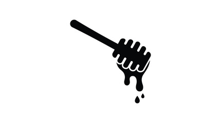 Honey dipper with dripping honey black silhouette on white background sweet nectar © shamim