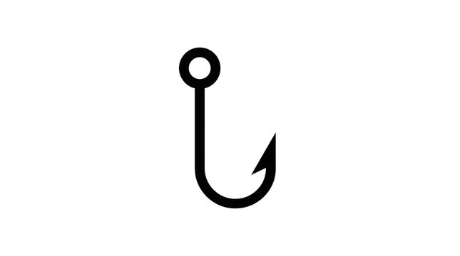 Fishing Hook Icon Black Simple Design.