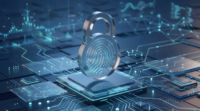 Biometric fingerprint security lock integrated on computer microchip