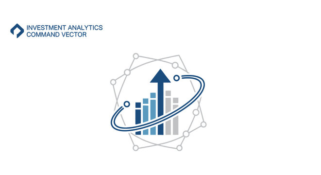 Global investment analytics logo with abstract globe lines.