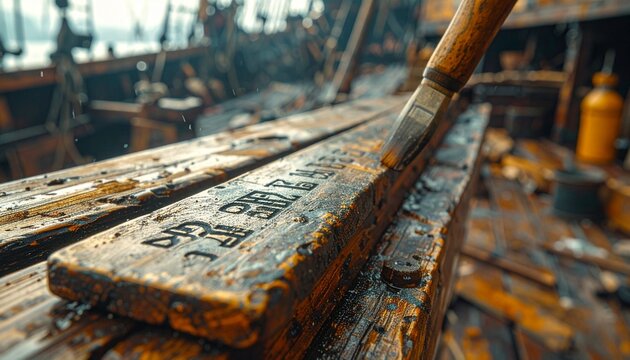Close-up of rusted metal railway tracks with train passing.