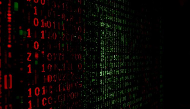 Hacker binary attack code. Made with Canon 5d Mark III and analogy vintage lens, Leica APO