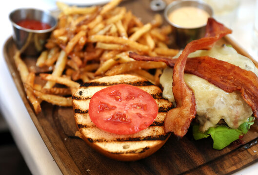 burger and fries